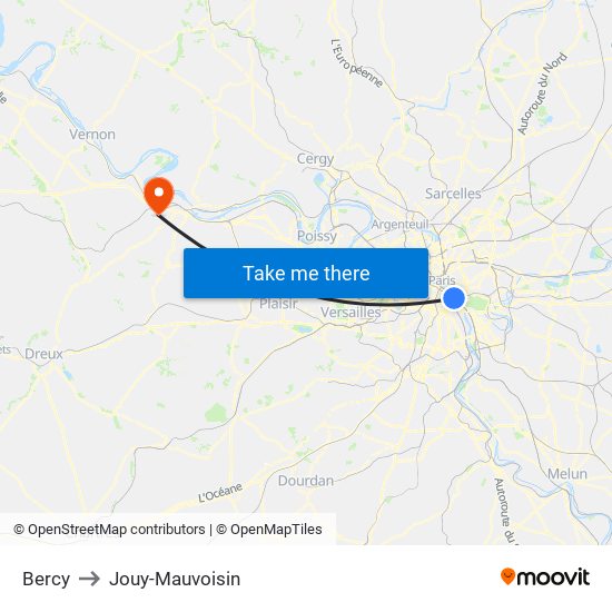 Bercy to Jouy-Mauvoisin map