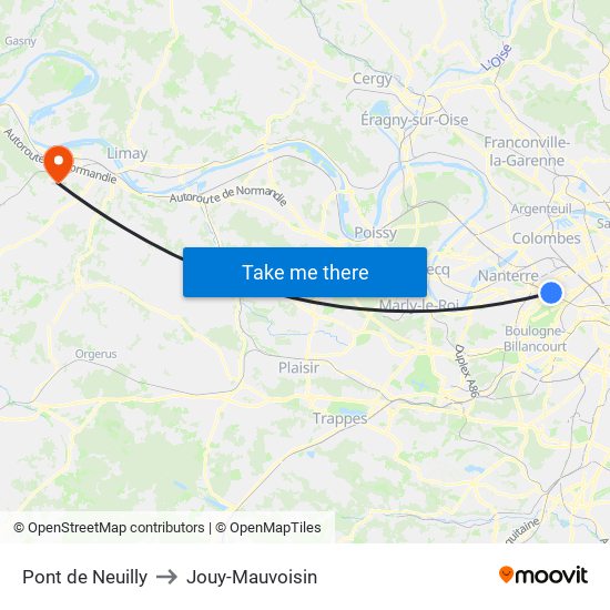 Pont de Neuilly to Jouy-Mauvoisin map