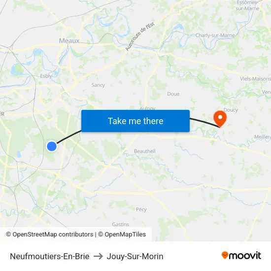 Neufmoutiers-En-Brie to Jouy-Sur-Morin map