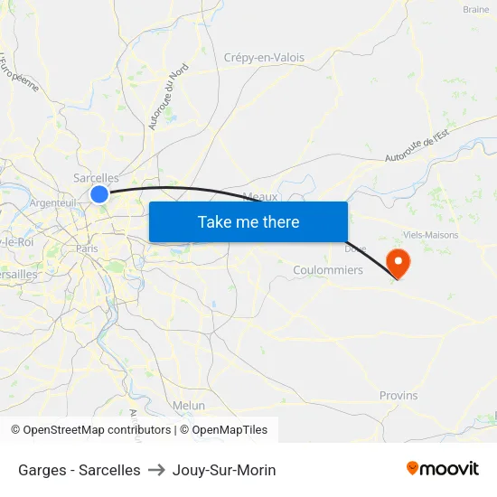 Garges - Sarcelles to Jouy-Sur-Morin map