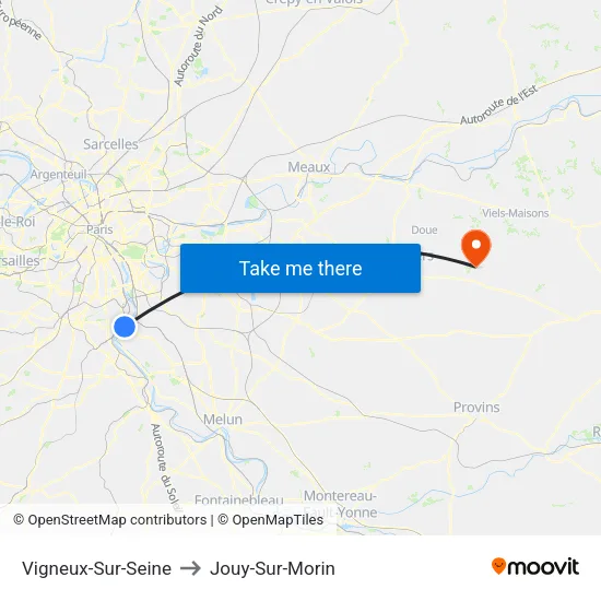 Vigneux-Sur-Seine to Jouy-Sur-Morin map