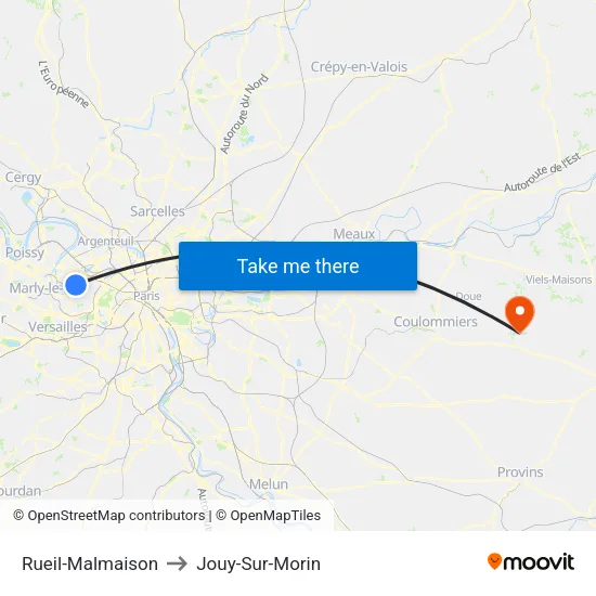 Rueil-Malmaison to Jouy-Sur-Morin map