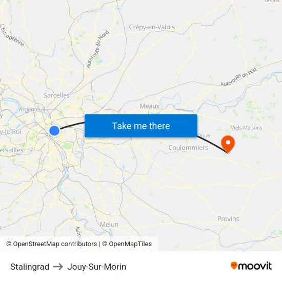 Stalingrad to Jouy-Sur-Morin map