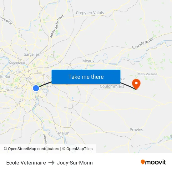 École Vétérinaire to Jouy-Sur-Morin map