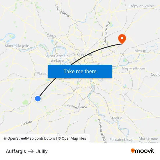 Auffargis to Juilly map