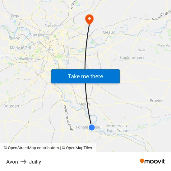 Avon to Juilly map
