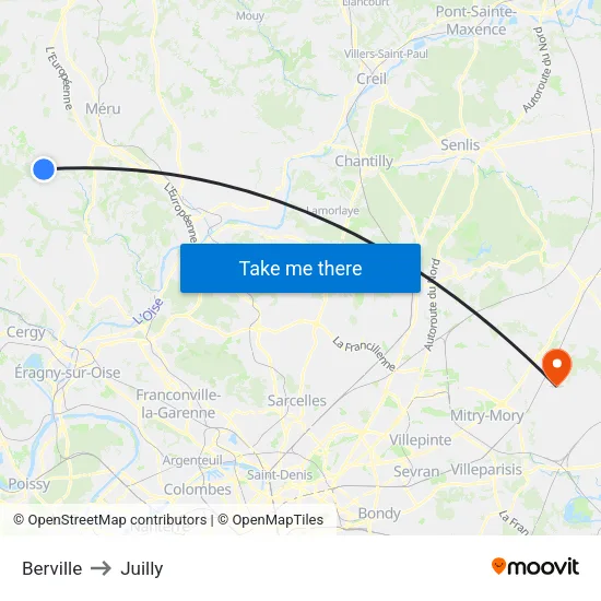 Berville to Juilly map