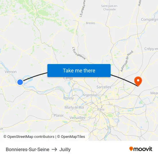 Bonnieres-Sur-Seine to Juilly map