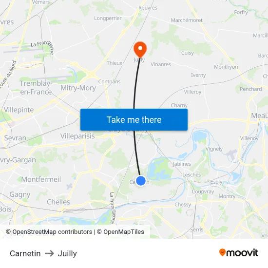 Carnetin to Juilly map