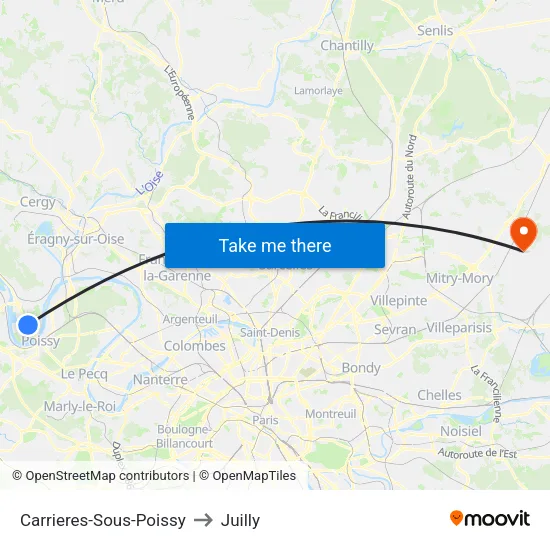 Carrieres-Sous-Poissy to Juilly map