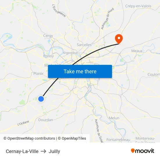 Cernay-La-Ville to Juilly map