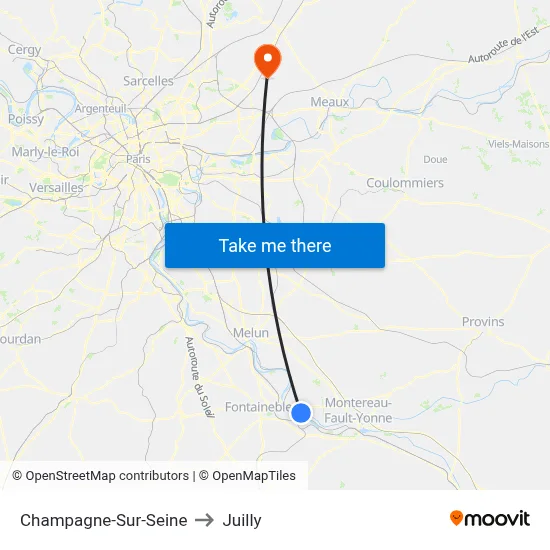 Champagne-Sur-Seine to Juilly map