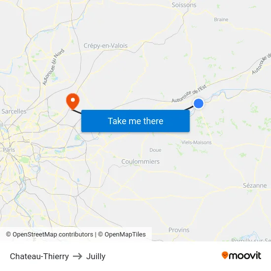 Chateau-Thierry to Juilly map