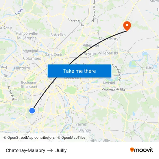 Chatenay-Malabry to Juilly map