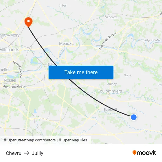 Chevru to Juilly map