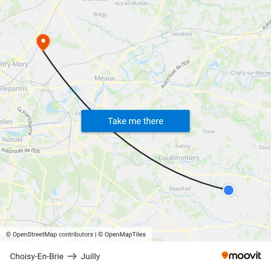 Choisy-En-Brie to Juilly map