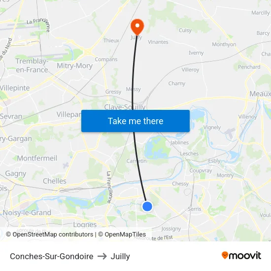 Conches-Sur-Gondoire to Juilly map
