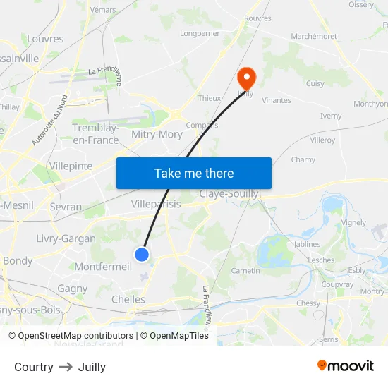 Courtry to Juilly map