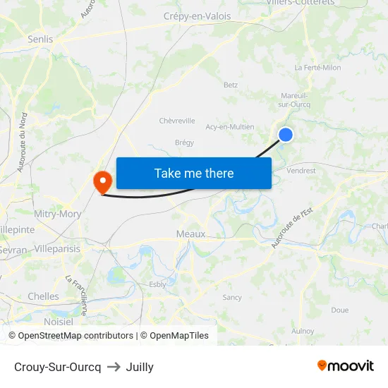 Crouy-Sur-Ourcq to Juilly map