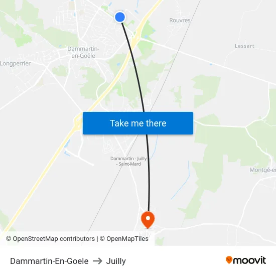 Dammartin-En-Goele to Juilly map
