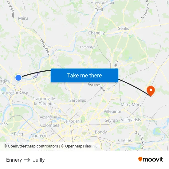 Ennery to Juilly map