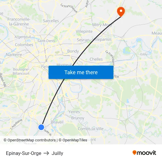 Epinay-Sur-Orge to Juilly map