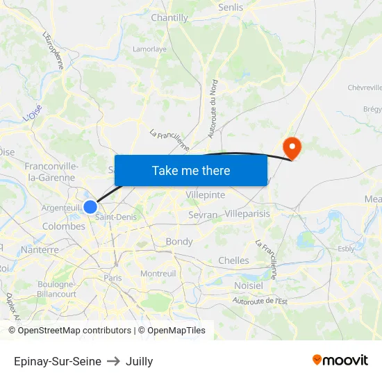 Epinay-Sur-Seine to Juilly map