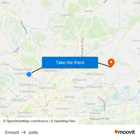 Ermont to Juilly map