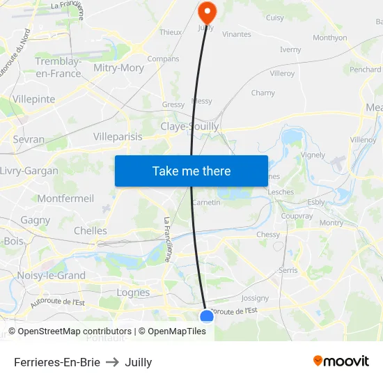 Ferrieres-En-Brie to Juilly map