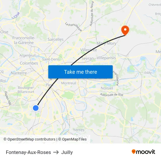 Fontenay-Aux-Roses to Juilly map