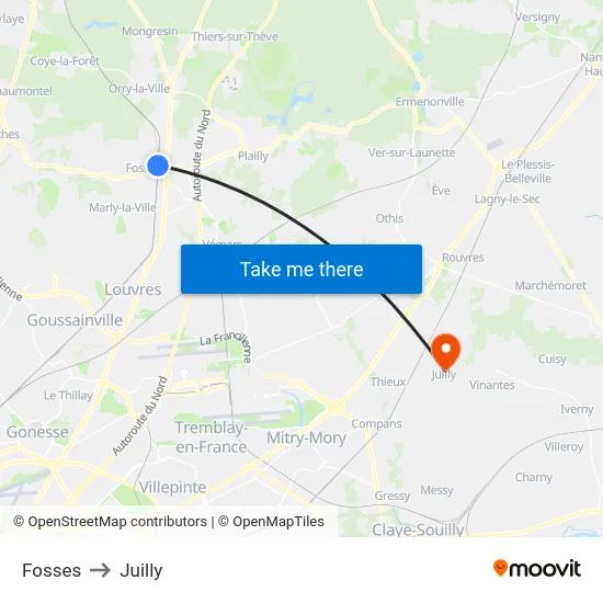 Fosses to Juilly map