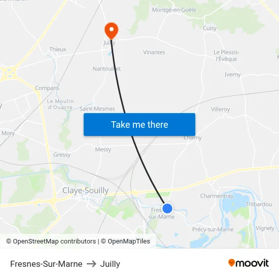 Fresnes-Sur-Marne to Juilly map