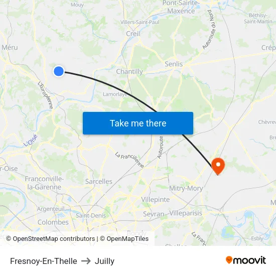 Fresnoy-En-Thelle to Juilly map