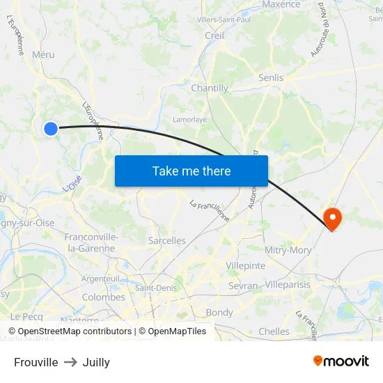 Frouville to Juilly map