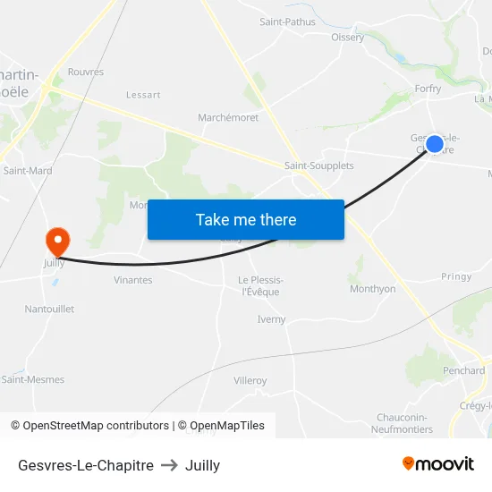 Gesvres-Le-Chapitre to Juilly map