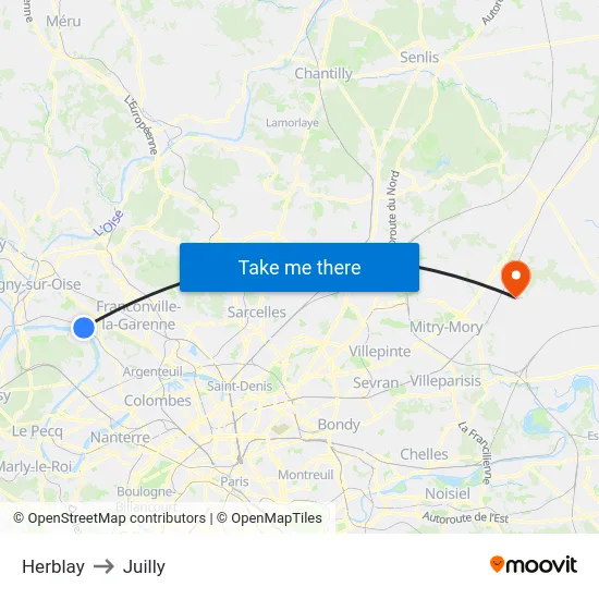 Herblay to Juilly map