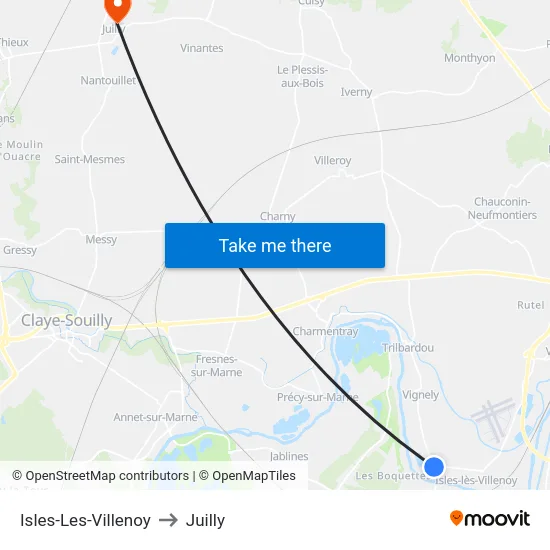 Isles-Les-Villenoy to Juilly map