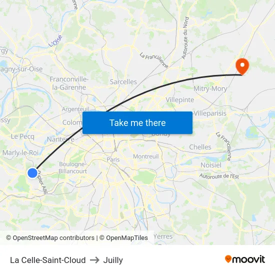 La Celle-Saint-Cloud to Juilly map