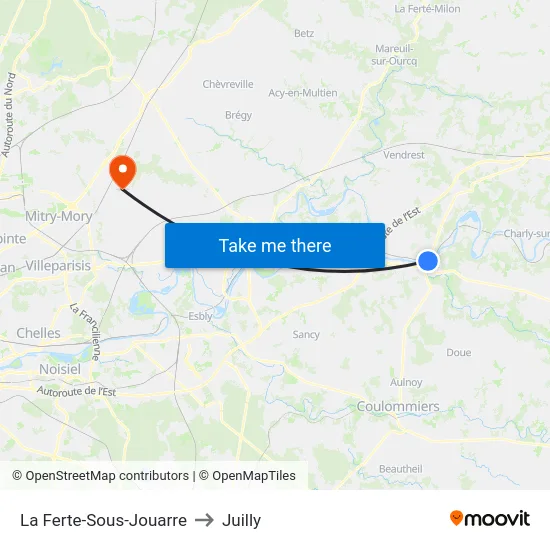La Ferte-Sous-Jouarre to Juilly map