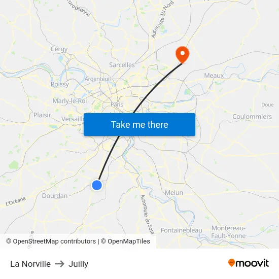 La Norville to Juilly map