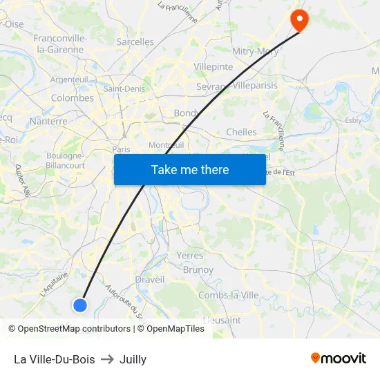 La Ville-Du-Bois to Juilly map