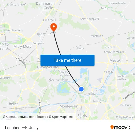 Lesches to Juilly map
