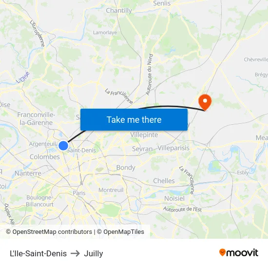 L'Ile-Saint-Denis to Juilly map