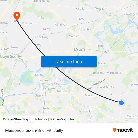 Maisoncelles-En-Brie to Juilly map