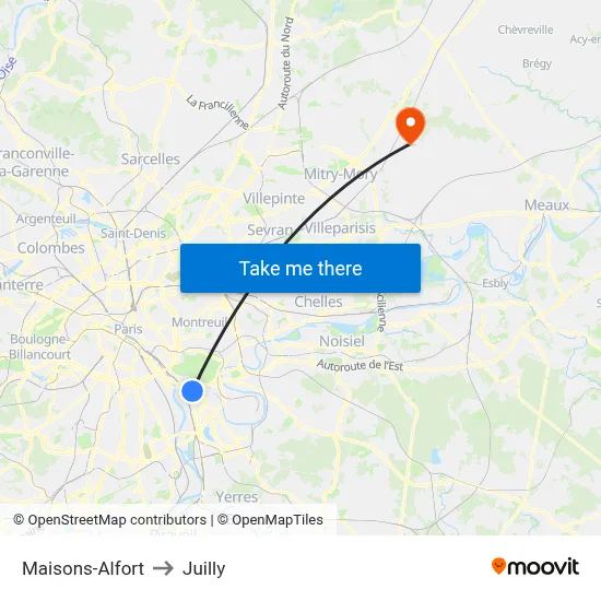 Maisons-Alfort to Juilly map