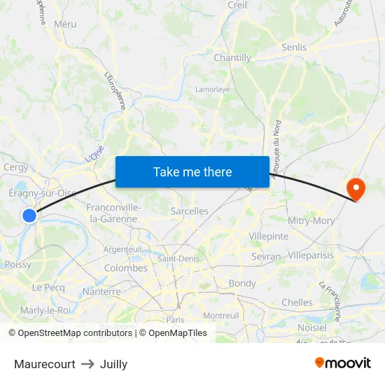 Maurecourt to Juilly map