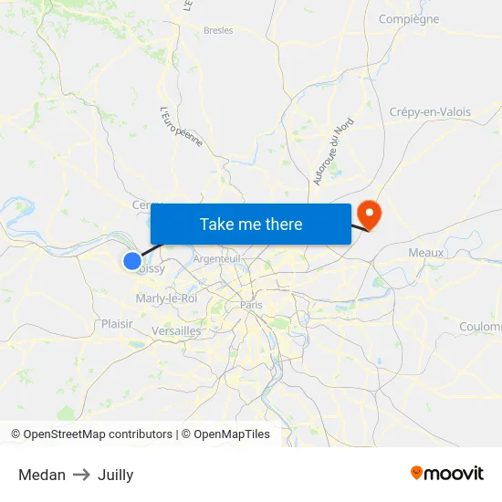 Medan to Juilly map