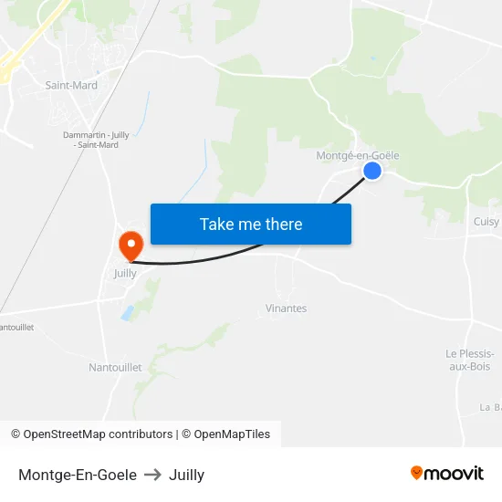Montge-En-Goele to Juilly map
