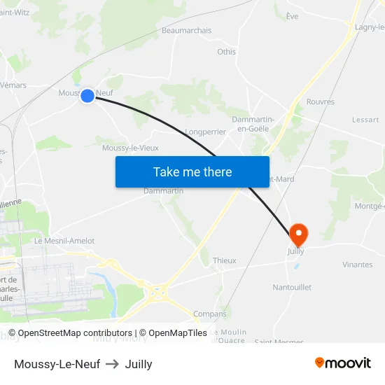 Moussy-Le-Neuf to Juilly map