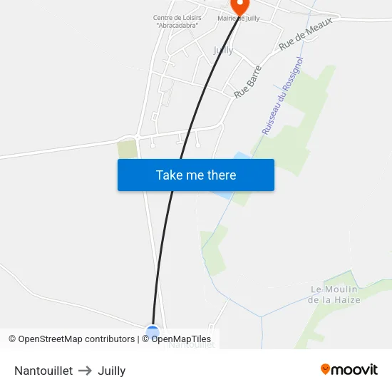 Nantouillet to Juilly map